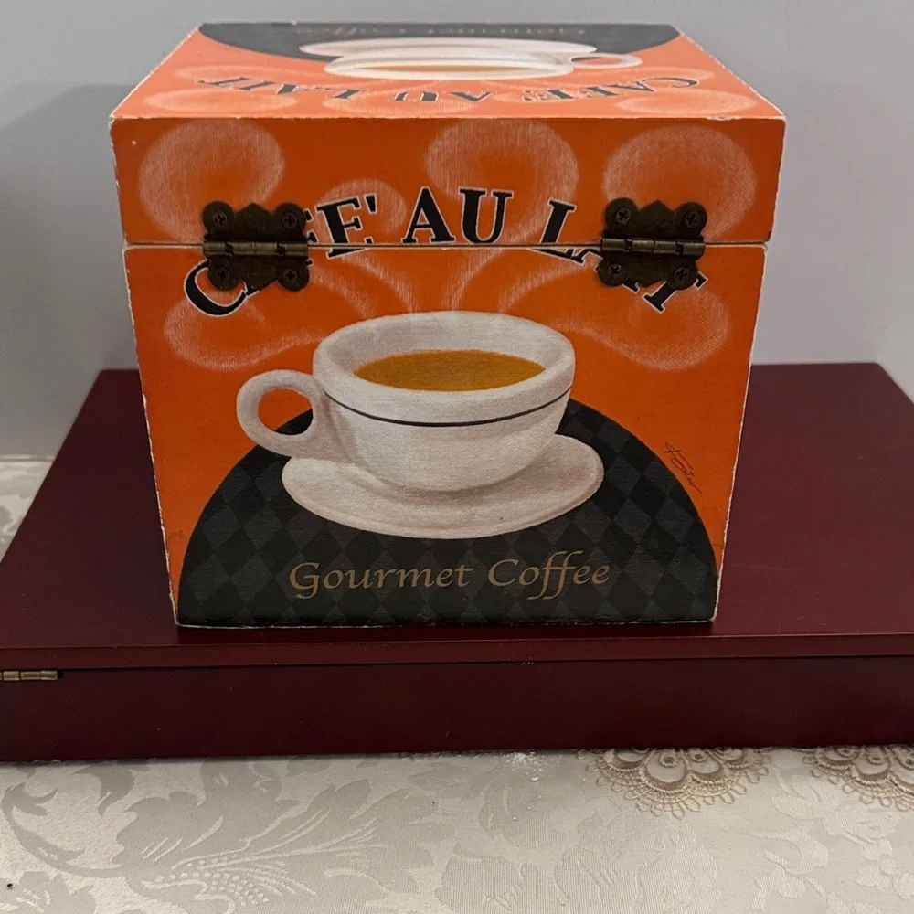 Vintage Gourmet Coffee Storage Box - Espresso and Mocha Design